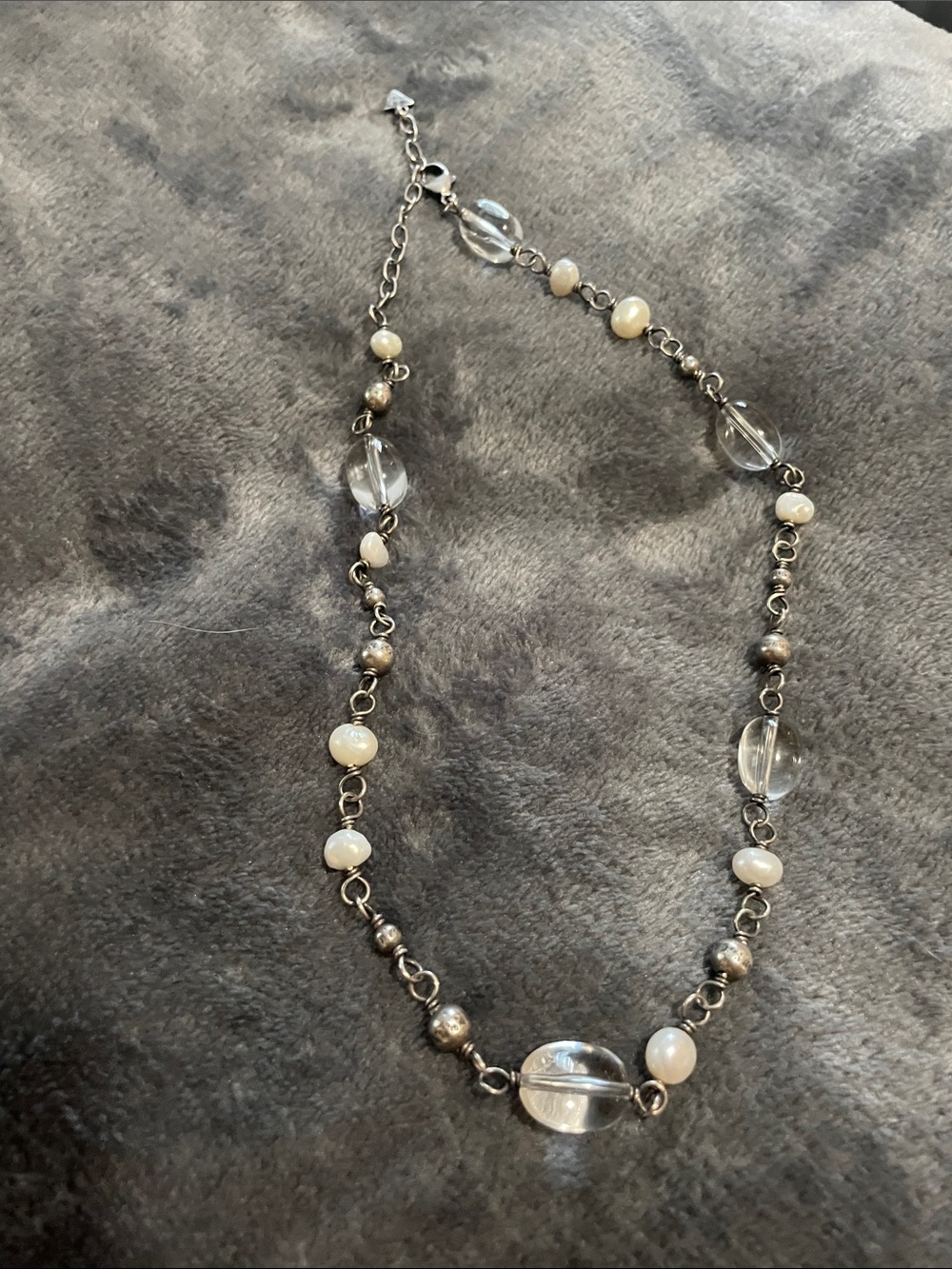 RETIRED SILPADA. Clear Freshwater Pearl, Glass &Sterling Silver beads Necklace.